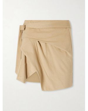 Isabel Marant Berenice Asymmetric Draped Cotton-Jersey Mini Wrap Skirt - Natural