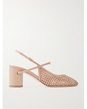 Jennifer Chamandi Mattia 65 Woven Leather Slingback Pumps - Natural
