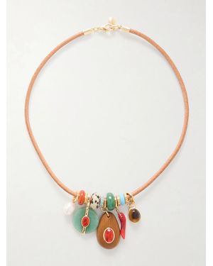 Roxanne Assoulin The Leather Stone-Tone, -Stone And Leather Necklace - White