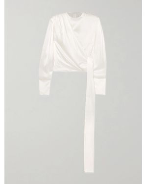 Matériel Draped Silk-Satin Blouse - White