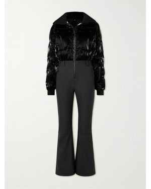 Perfect Moment Helen Embroidered Quilted Down Ski Suit - Black