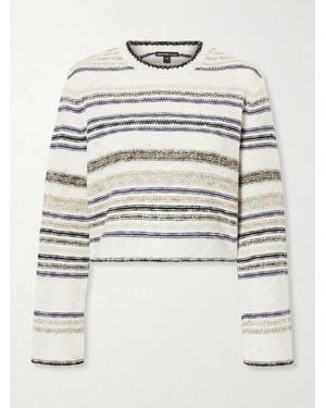 James Perse Striped Knitted Cotton-Blend Jumper - Grey
