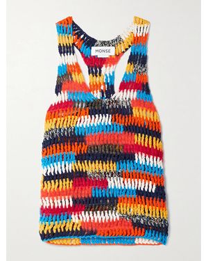 Monse Crocheted Pima Cotton-Blend Top - Blue