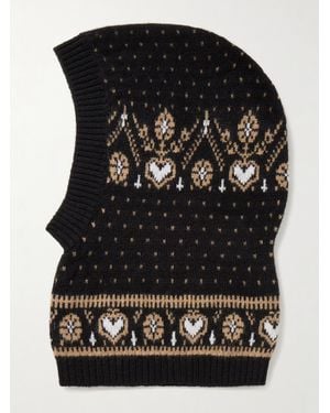 KHAITE Caspian Fair Isle Cashmere Balaclava - Black