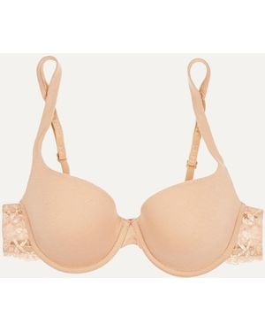 La Perla Souple Lace-trimmed Stretch Cotton-blend Jersey Contour Bra - Natural
