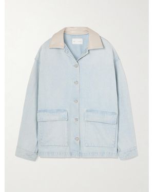 Agolde Maria Mcmanus Oversized Leather-Trimmed Denim Jacket - Blue