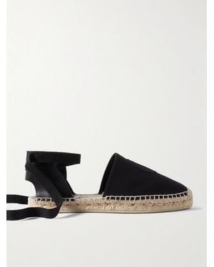Christian Louboutin Nanou Lace Leather-Trimmed Canvas Espadrilles - Black