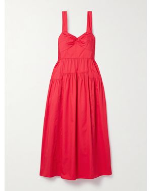La Ligne Gathered Cotton-Poplin Midi Dress