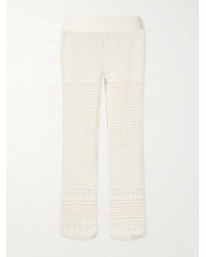 Eres Embleme Crochet-Knit Straight-Leg Trousers - White