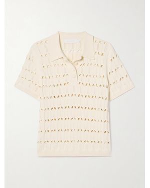 Zimmermann Rhiannon Cutout Pointelle-Knit Polo Shirt - Natural