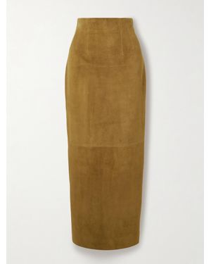 KHAITE Loxley Suede Maxi Skirt - Green