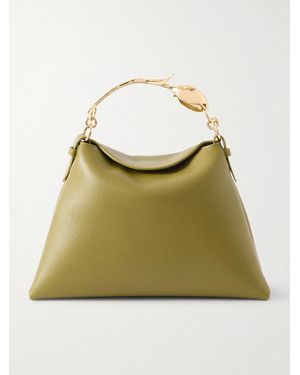 Erdem Bloom Large Embellished Textured-Leather Shoulder Bag - Green