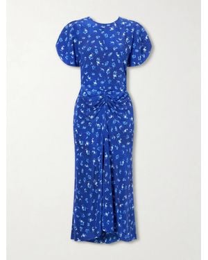 Victoria Beckham Bela Floral-Print Silk-Chiffon Midi Dress - Blue