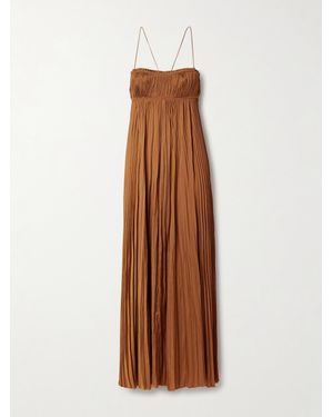 Ulla Johnson Valira Robe Aus Plissiertem Satin - Braun