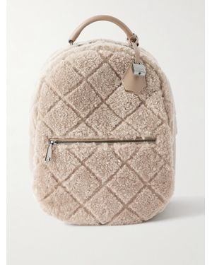 Brunello Cucinelli Leather-Trimmed Shearling Backpack - Natural