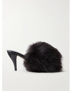 Bottega Veneta Cherry Merino Shearling Mules - Black