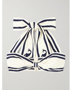 ALÉMAIS Marine Bustier Aus Biobaumwolle Mit Streifen Und Neckholder - Natur