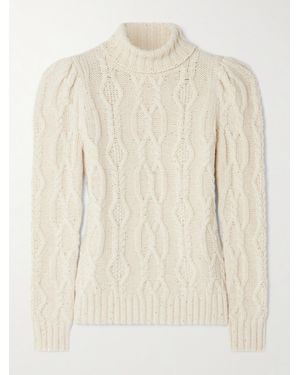 Ralph Lauren Zopfstrickpullover Aus Einer Metallic-Wollmischung Mit Pailletten - Natur