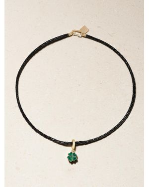 Lauren Rubinski 14-Karat, Enamel And Leather Necklace - White