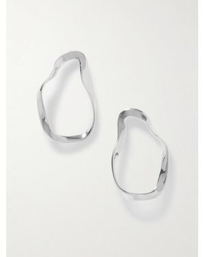 AGMES Vera Recycled Sterling Hoop Earrings - White