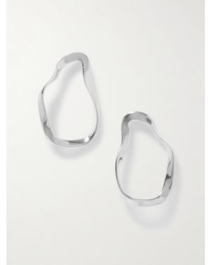 AGMES Vera Recycled Sterling Hoop Earrings - White