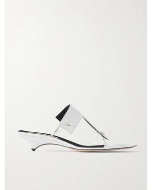 Christen Edge T-Strap 35 Lizard-Effect Thongs - White