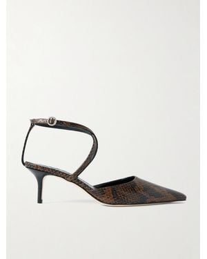 Aeyde Salome Snake-Effect Leather Court Shoes - Brown