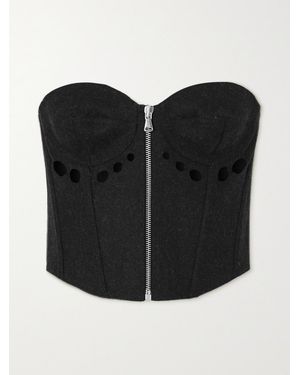 Jean Paul Gaultier Cutout Wool-Blend Felt Bustier Top - Black