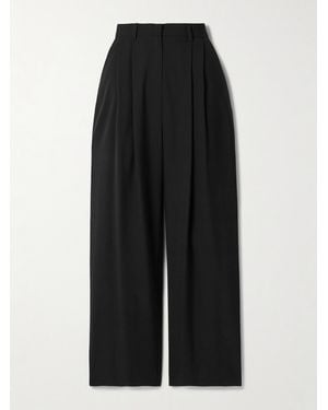 Salon 1884 Net Sustain Cecily Pleated Wool Wide-Leg Trousers - Black