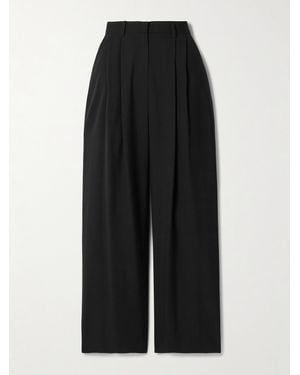 Salon 1884 Net Sustain Cecily Pleated Wool Wide-Leg Pants - Black