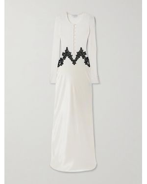 Gabriela Hearst Kerry Maxikleid Aus Einer Gerippten Kaschmirmischung Und Seide Mit Spitzeneinsatz - Weiß