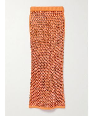 DIOTIMA Spice Beaded Crocheted Cotton-Blend Maxi Skirt - Orange