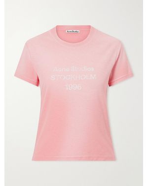 Acne Studios Etza 1996 Logo-Printed Cotton And Hemp-Blend T-Shirt - Pink