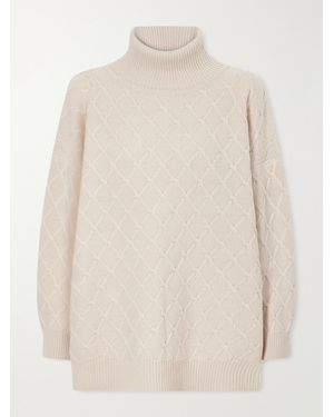 Max Mara Bambola Wool And Cashmere-Blend Turtleneck Jumper - Natural