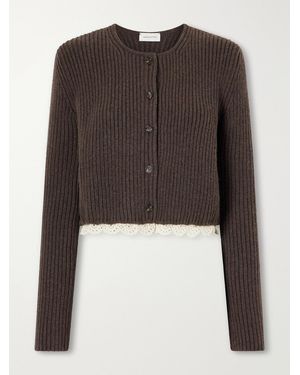 Magda Butrym Crochet-Trimmed Ribbed Cashmere Cardigan - Black