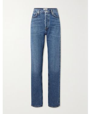 Agolde Net Sustain 90's Pinch Waist Long High-Rise Straight-Leg Organic Jeans - Blue