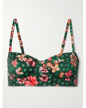 Ulla Johnson Zahara Printed Underwired Bikini Top - Green