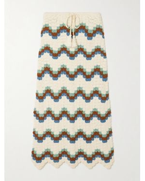 Escvdo Safi Scalloped Crocheted Organic Cotton Midi Skirt - Natural