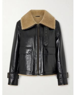 Veronica Beard Veste En Peau Lainée Danika - Noir