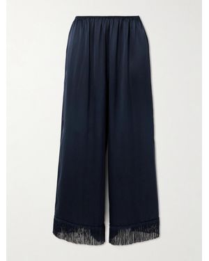 Doen Lavon Fringed Silk Wide-Leg Trousers - Blue