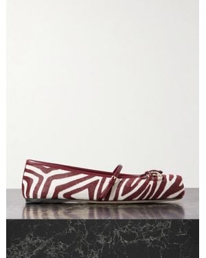 Gucci Ballerines En Façon Poulain À Imprimé Zèbre Et À Mors De Cheval - Blanc