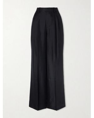 Lisa Yang Pleated Silk-Twill Wide-Leg Pants - Black