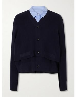 Sacai Cotton-Poplin Cardigan - Blue