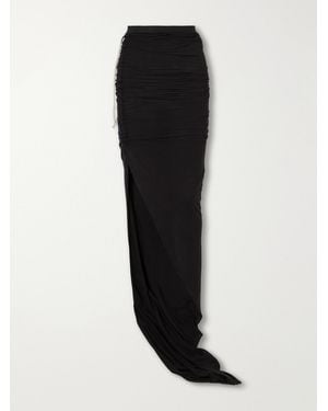 Rick Owens Drkshdw Ruched Cotton-Jersey Maxi Skirt - Black