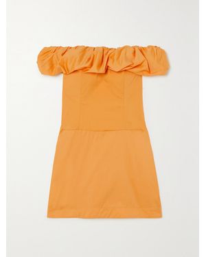 Bondi Born Madeira Off-The-Shoulder Organic Cotton-Blend Poplin Mini Dress - Orange