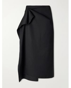 Lanvin Asymmetric Wool Midi Skirt - Black