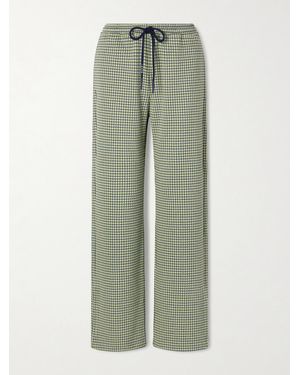 Marni Checked Jersey Wide-Leg Trousers - Green