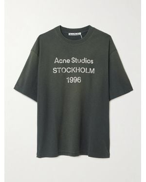 Acne Studios T-Shirt En Jersey De Coton Biologique Effet Vieilli Imprimé - Vert