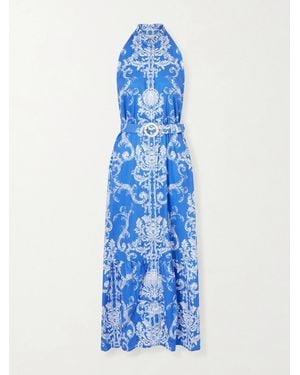 Borgo De Nor Biba Floral-Printed Cotton Maxi Dress - Blue
