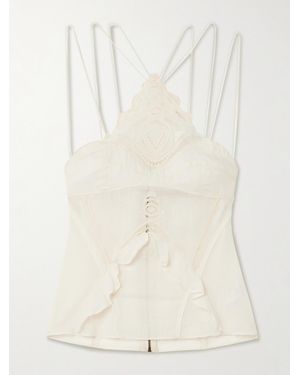 Isabel Marant Leana Ruffled Broderie Anglaise Ramie Camisole - Natural